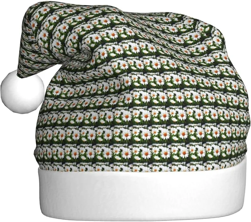 Marke: Tamiger Weihnachtsmütze, weiße Gänseblümchen, saisonal, festlich — Weihnachtsmode