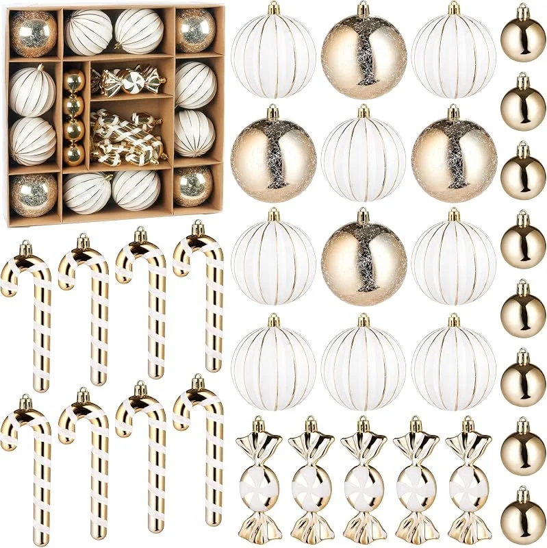 Besuche den BRUBAKER-Store BRUBAKER 33-TLG. Weihnachtskugel Set mit Kugeln, Zuckerstangen & Bonbons — Weihnachtsdeko