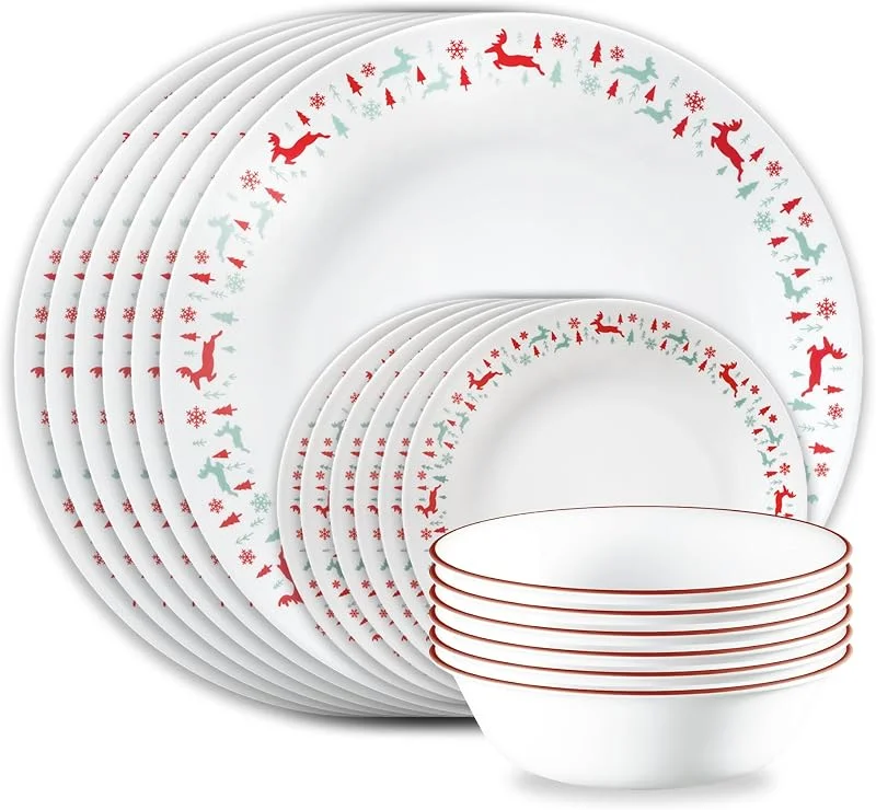 Marke: CORELLE Corelle Be Merry Geschirr-Set, 18-teilig, Service für 6 — Advent und Tisch