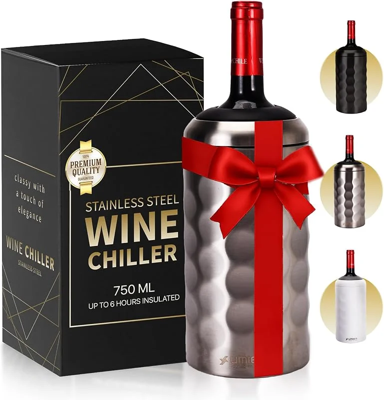 Marke: UMIEN Premium Weinkühler – 750 ml Edelstahl-Flaschenkühler, doppelwandig & vakuumisoliert – hält Wein für 6+ Stunden kalt – perfektes Geschenk für Weinliebhaber – passend für die meisten Champagnerflaschen — Wein und Festtafel