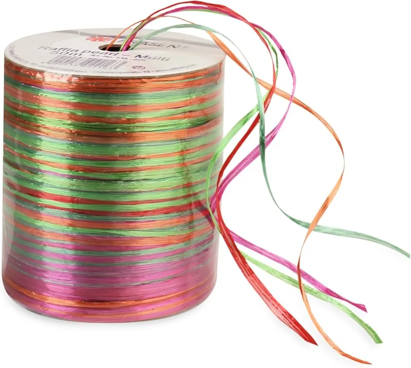 Besuche den PRÄSENT-Store PRÄSENT Raffia Pearl-Multicolour Bastband rot, Magenta, grün, 50 m metallic Dekoband, Verzieren & Basteln, Geschenkband für feierliche Anlässe — Geschenkverpackung