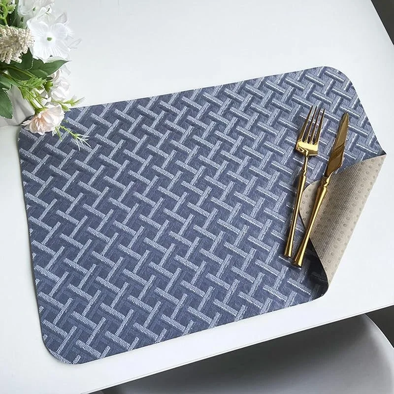 Besuche den Epinki-Store Epinki Tischsets Abwaschbar Natur Quadratisch, 2er Set 30x45CM Platzset Waschbar Jacquard Geometrisch Muster aus Polyester, Tischuntersetzer Wohnzimmer Dunkelgrau für Zuhause Restaurant — Küche & Haushalt