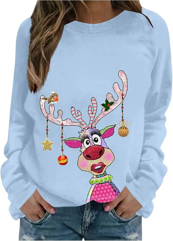 Marke: Guhmomh Weihnachtspullover Damen Weihnachten Pullover Lustig Sweatshirt Oberteile — Weihnachtsmode