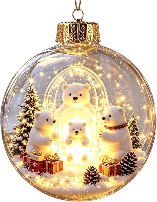 Marke: Generisch Beleuchtet Weihnachtskugeln Kunststoff 3D Weihnachtsbaum Deko — Weihnachtsdeko