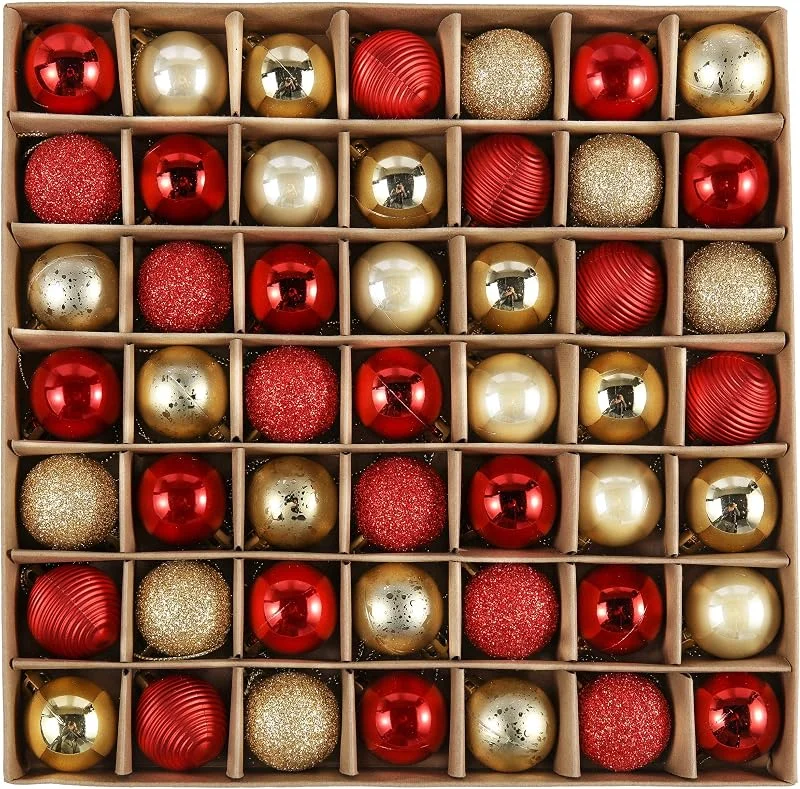 Besuche den Valery Madelyn-Store Valery Madelyn Weihnachtskugeln, 49 stück Christbaumkugeln Weihnachtskugel mit Geschenkpaket, 3cm Weihnachtsbaumschmuck Christbaumschmuck mit Aufhänger, deko Weihnachten, Thema Rot Gold — Weihnachtsdeko