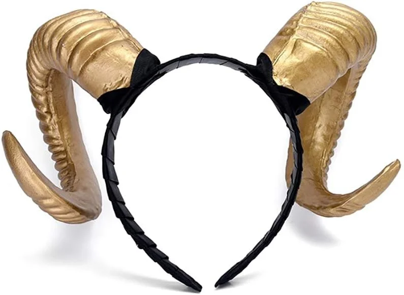 Marke: Srliya Srliya Halloween Widderhörner Halloween Widderhörner Stirnband Haarband Cosplay Festival Kopfschmuck Weihnachten Maskerade Party Kopfschmuck (Golden) — Weihnachtsmode