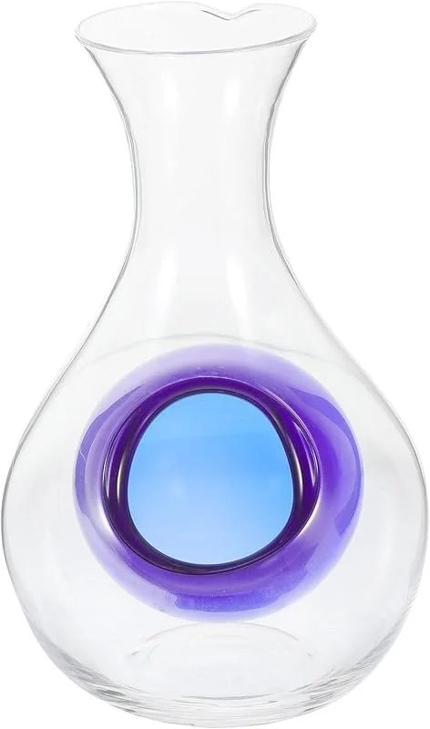 Marke: BESTOYARD BESTOYARD Praktischer Eleganter Blauer Wasserkrug 400ml aus Glas mit Eisfach Weindekanter Schneller und Einfacher Dekanter für Weinregal für Rotweinflaschen — Wein und Festtafel