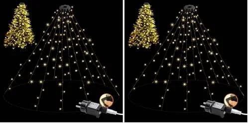 Besuche den da LIGHT-Store da LIGHT Lichterkette Weihnachtsbaum, 2m Christbaumbeleuchtung mit Ring, 10 Stränge 250LED für Lichterkette Außen Innen, Tannenbaum Lichterkette mit 8 Modi & Timer für 1, 5-2, 4m Tannen (Packung mit 2) — Weihnachtsbeleuchtung