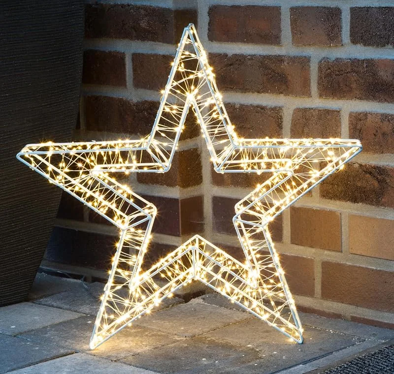 Marke: Haushalt International Beleuchteter Weihnachtsstern 50 cm mit 800 warmweißen LED's aus weißem Metall Leuchtstern stehend Weihnachtsdeko Adventsstern 52x8x50 cm für Weihnachten und als Deko Weihnachtsbeleuchtung
