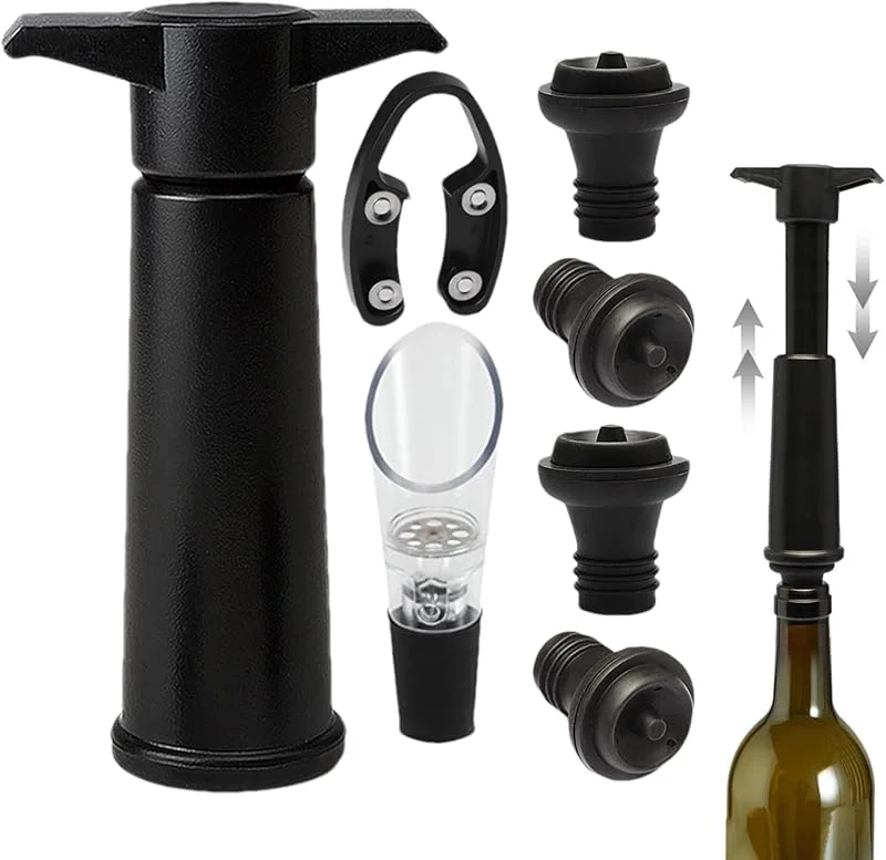 Marke: Generisch Weinstopper-Set, Stopföffner, Belüfterausgießer-Set, wiederverwendbarer Weinkorkenverschluss, für Bier, Trinken, Bar, Zuhause, Männer, Frauen — Wein und Festtafel