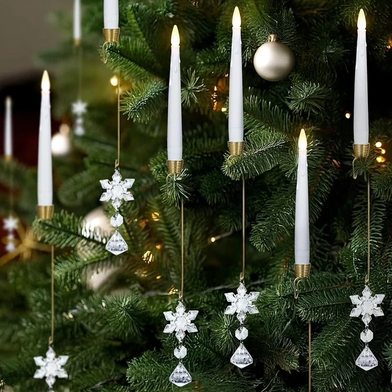 Marke: FPOO FPOO Weihnachtsbaumkerzen mit Fernbedienung, flammenloser Kerzenständer mit Kristall-Wassertropfen-Ornamenten und Haken, batteriebetriebene LED-Kerze für Weihnachtsbaum, Vintage-Heimdekoration (12 — Weihnachtsbeleuchtung