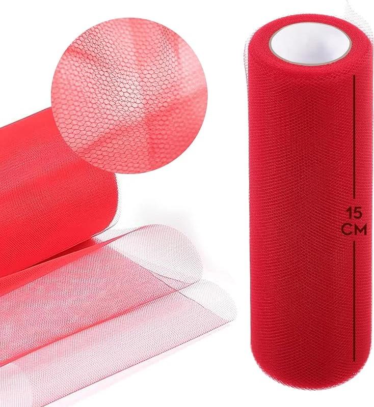 Marke: Decoraparty Decoraparty Roter Tüll-Rolle, 15 cm x 9 m, eleganter Schleier für Dekorationen, Geschenke, DIY, Valentinstag, Weihnachten, Verpackung, Tischdekoration, Schleife — Geschenkverpackung