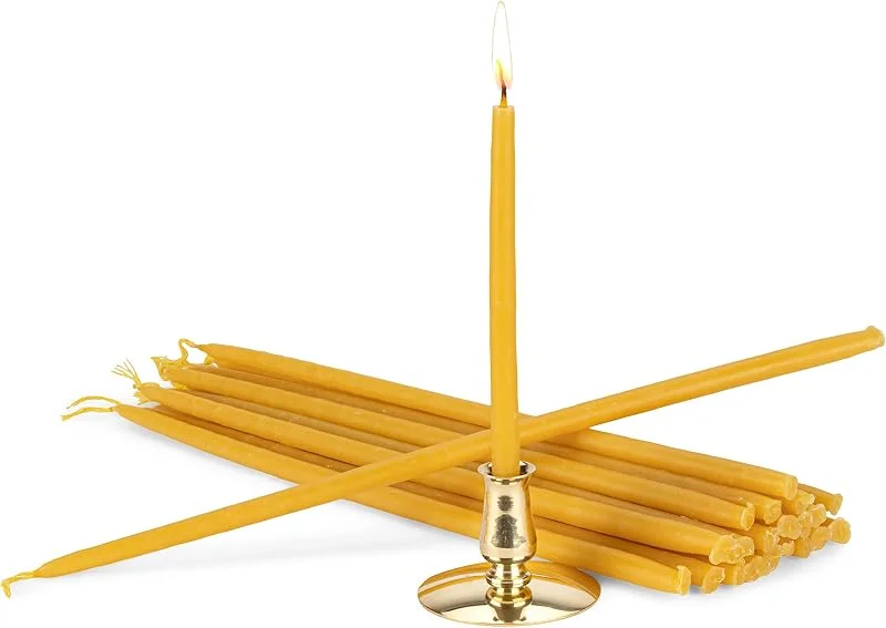Besuche den NKlaus-Store NKlaus - 100% Bienenwachskerzen Set mit Kerzenhalter Spitzkerzen L 25cm Handarbeit 40079 — Kerzenlicht Abendessen