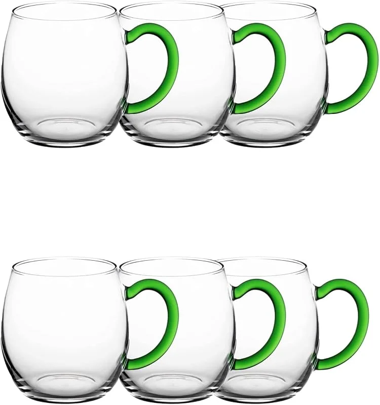 Besuche den Novaliv-Store Novaliv 6X Weinseidel mit grünem Henkel 250 ml Weinglas geeicht Glas Weißweinglas Glühweingläser Glühweintasse Punchgläser Teegläser mit Henkel Schorleglas — Wein und Festtafel