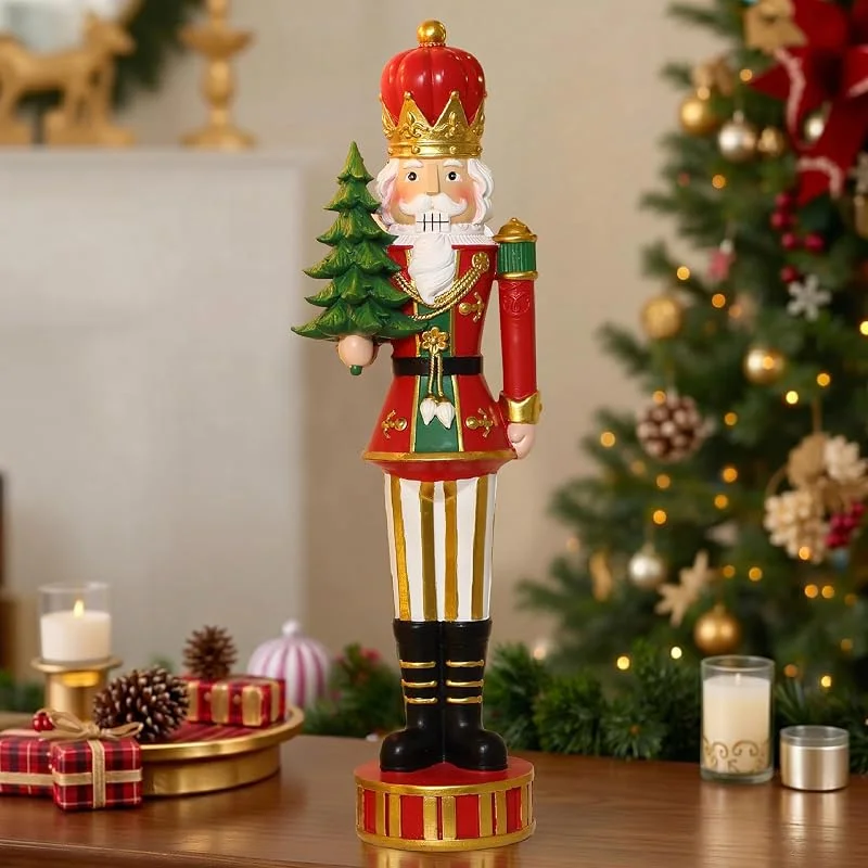 Besuche den Hometopia-Store Nussknacker Figur 46 cm mit Tannenbaum, Rot-Gold, Weihnachtsdeko