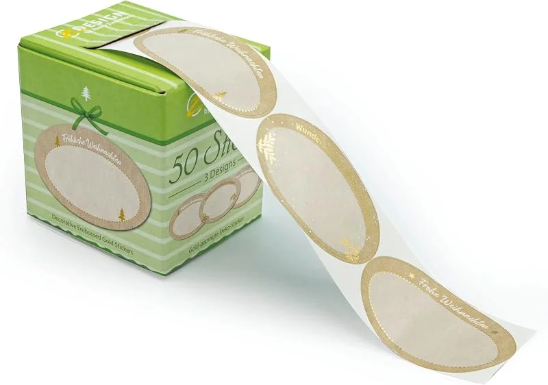Besuche den AVERY Zweckform-Store AVERY Zweckform 50 Aufkleber Weihnachten Geschenkaufkleber (Made in Germany, 58x38mm, beschriftbar, Aufkleber Weihnachten, selbstklebende Geschenketiketten, Karten, Tüten) Sticker auf Rolle, 56921 — Geschenkverpackung