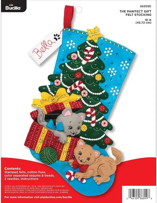 Marke: Bucilla Bucilla 86899E Weihnachtsstrumpf-Filz-Applikation-Set, 45, 7 cm, tolles Geschenk, mehrfarbig — Weihnachtsdeko