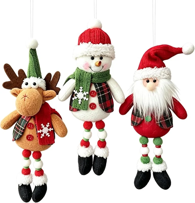 Marke: TusaMer 3-teiliges Weihnachtsbaumschmuck-Set, Plüsch, Weihnachtsmann, Elch, Schneemann, Hängedekoration, Weihnachtsbaumschmuck, Ornamente, Schneemann — Weihnachtsdeko