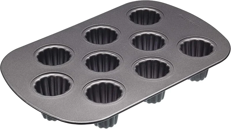 Besuche den Master Class-Store MasterClass Canele Formen 9-Loch mit PTFE, PFOA und BPA frei Antihaft, robuste 1mm Kohlenstoffstahl, 32, 5 x 22cm Backform, Grau — Weihnachtskueche