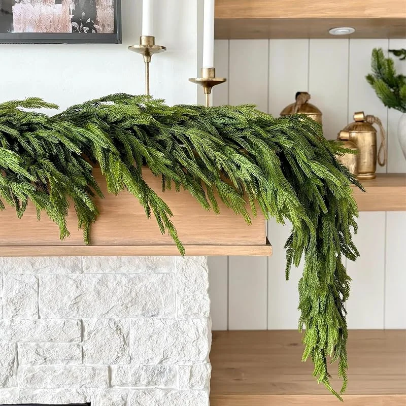 Marke: LumBelle LumBelle 2 x 1, 8 m lange Weihnachtsgirlanden – realistische Norfolk-Kiefergirlande, künstliche Grüngirlande, künstliche Kiefernnadel für Treppen, Geländer, Innenbereich, Kamin, Tischdekoration — Weihnachtsdeko