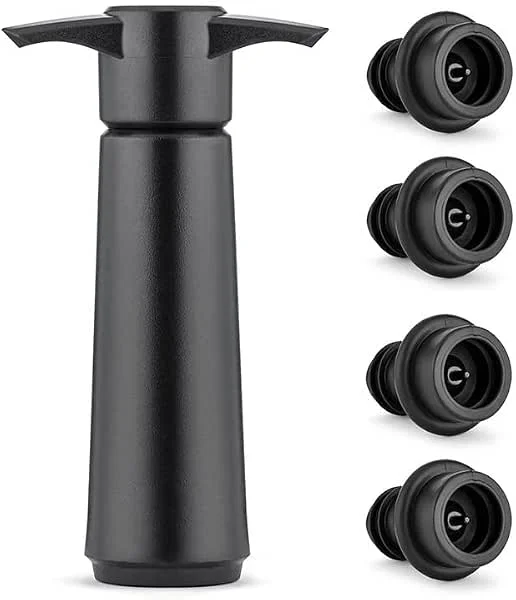 Besuche den TOWEBOORY-Store Wein Vakuumpumpe mit 4 Stopfen, Weinverschluss Vakuum Weinflaschenverschluss Weinkonservierer Wiederverwendbarer Flaschenverschluss Wein Vakuum hält Wein Frisch (4 Stopper) — Wein und Festtafel