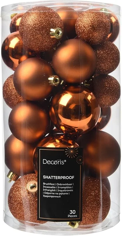 Marke: Kaemingk Kaemingk Weihnachtskugeln Kunststoff 4-6cm Mix 30er Set - bruchsichere Christbaumkugeln Weihnachtsbaumkugeln für Weihnachten - Christbaumschmuck & Weihnachtsbaumschmuck - Warm Orange — Weihnachtsdeko