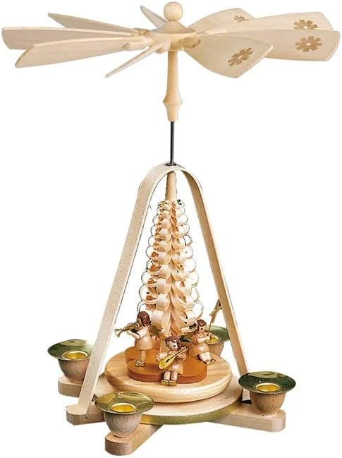 Marke: Richard Glässer Seiffen Weihnachtspyramide 1- stöckige Pyramide Engel Natur - 28 cm - Original Erzgebirge - Richard Glässer — Weihnachtsdeko