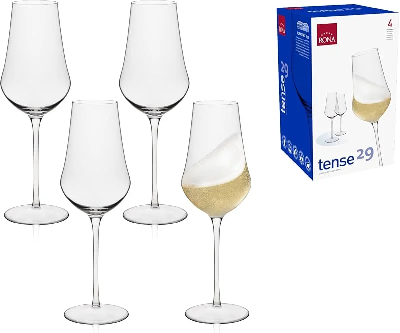 Besuche den RONA-Store RONA TENSE Champagnergläser Kristallglas Sektgläser 4er Set mit Box, 290 ml — Wein und Festtafel