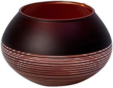 Villeroy & Boch Manufacture Swirl Teelichthalter, 7 cm, Kristallglas, Schwarz, Bronze — Kerzenlicht Abendessen
