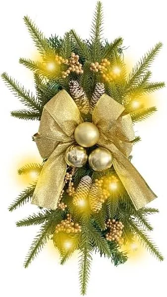 Besuche den BaronHong-Store BaronHong Weihnachtsgirlande für die Vordertür, 50, 8 cm, Kugel, Band, Tannenzapfen, Tropfen, künstliche Kieferngirlande, Kranz, Wand, Fenster, Kamin — Weihnachtsdeko