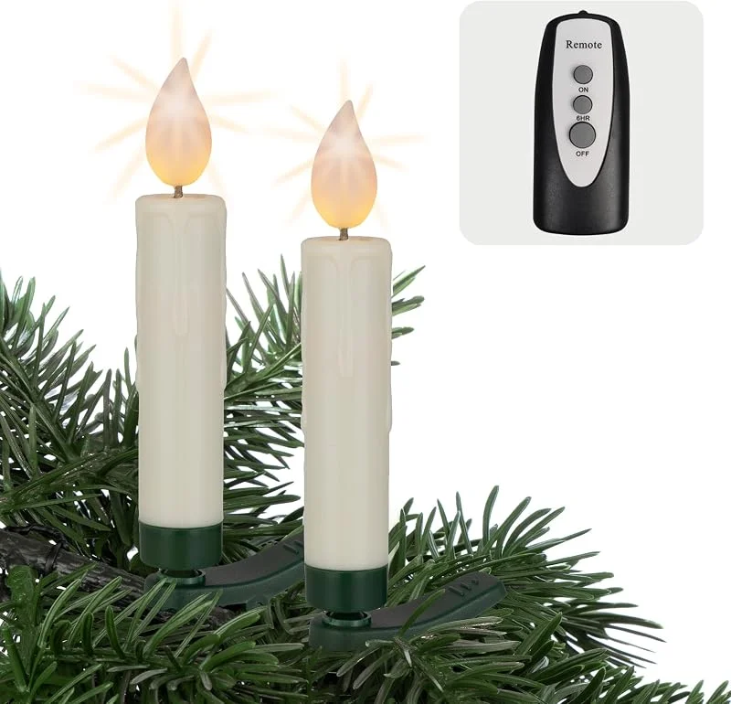 Besuche den hellum-Store hellum 12 Baumkerzen LED kabellos mit Timer, Batterie & Fernbedienung — Weihnachtsbeleuchtung
