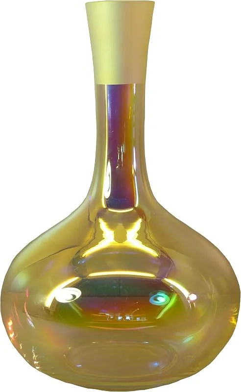 Marke: Ullmannglass Glaskaraffe, bauchig, in transparent, klarem Kristallglas, beschichtet in irisierend — Wein und Festtafel