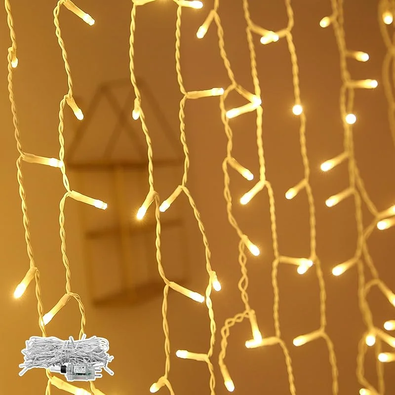 Besuche den NAIZY-Store NAIZY Lichterkette 5m 200LEDs Eisregen Lichtervorhang mit 8 modi, Warmweiß — Weihnachtsbeleuchtung