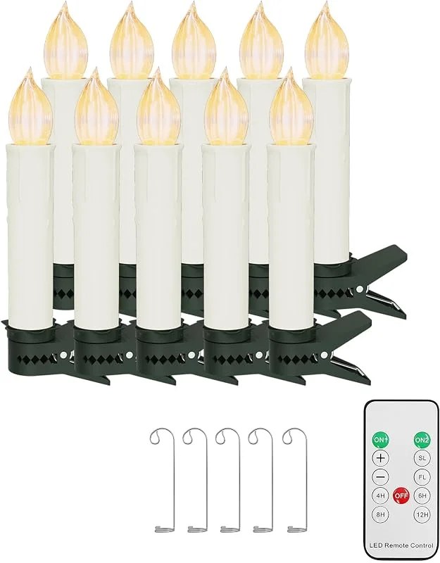 Besuche den XMTECH-Store XMTECH 10 Stück LED Weihnachtskerzen Christbaumkerzen Kabellos Warmweiß — Kerzenlicht Abendessen
