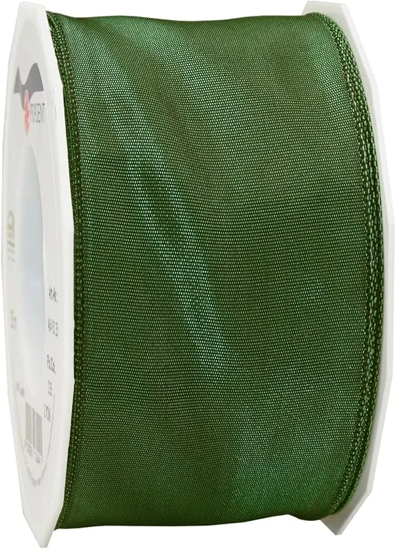 Besuche den PRÄSENT-Store PRÄSENT Lyon Band mit Drahtkante tannengrün, 25 m Dekoband zum Verzieren & Basteln, 60 mm Breite, leicht biegsames Schleifenband, für Festliche Dekos zu besonderen Anlässen — Geschenkverpackung