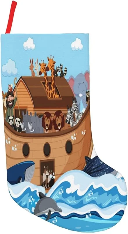 Marke: Kuilepa Weihnachtsstrumpfhose mit Tiermotiv in der Arche Noah, große Weihnachtsstrümpfe, 45, 7 cm, für Weihnachten, Zuhause, Weihnachtsdekoration, Weihnachtsbaumdekoration — Weihnachtsmode