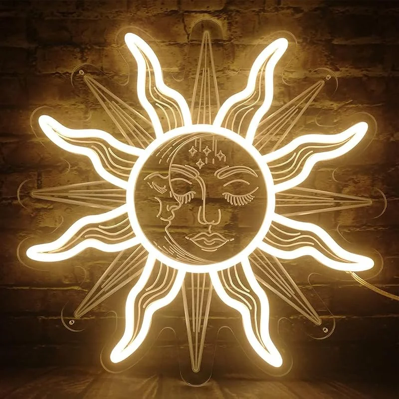Marke: Ulalaza LED-Schild, Sonnenuntergang, Neonschilder, Wellen, LED-Wanddekoration für Zuhause, Sonnenaufgang, Nachtlampen, Berge, Dekoration, Licht, USB-Helligkeit, verstellbar — Kerzenlicht Abendessen
