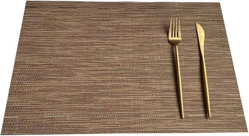 Besuche den Epinki-Store Epinki Tischsets Abwaschbar Motiv Quadratisch, 2er Set PVC Platzset Vintage Gewebt Einfarbig Hitzebeständige, Tischmatten Abwaschbar Khaki für Hause Küche und Hotel, 30x45CM — Küche & Haushalt