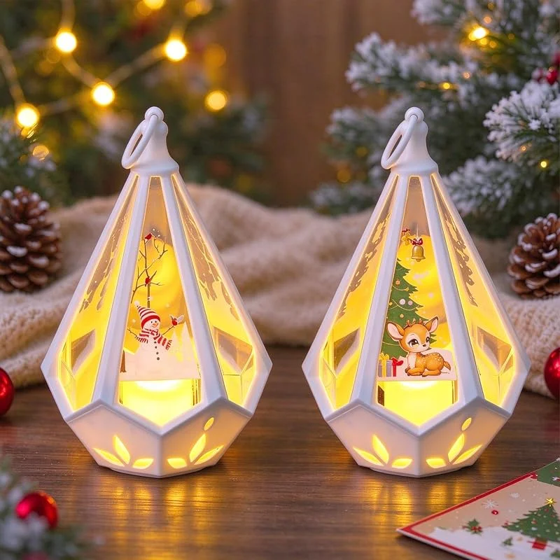 Besuche den Lergas-Store Weihnachtsdeko LED Laterne 2 Stück, 9.6*9.4*16cm Beleuchtete Windlicht (C) — Advent und Tisch