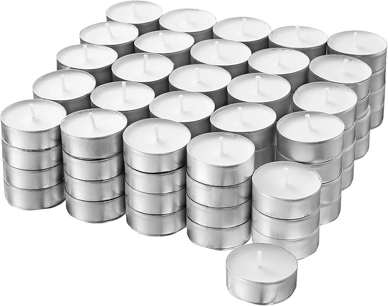 Besuche den S&S-Shop-Store S&S-Shop 400 Teelichter, ca. 4 h Brenndauer, Weiß, unbeduftet, Ø 38 mm, Teelichter, Kerzen, Hochzeit, Deko, Rußfrei — Kerzenlicht Abendessen