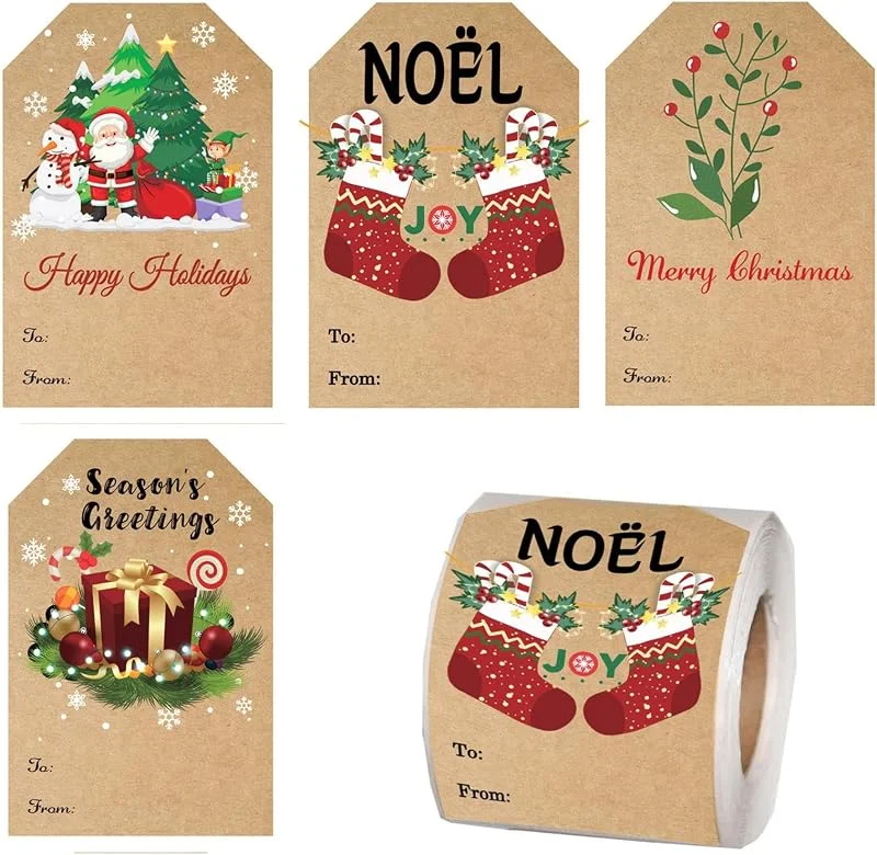Marke: Generisch Weihnachtsaufkleber, maßgeschneidert, festlich, selbstklebende — Geschenkverpackung