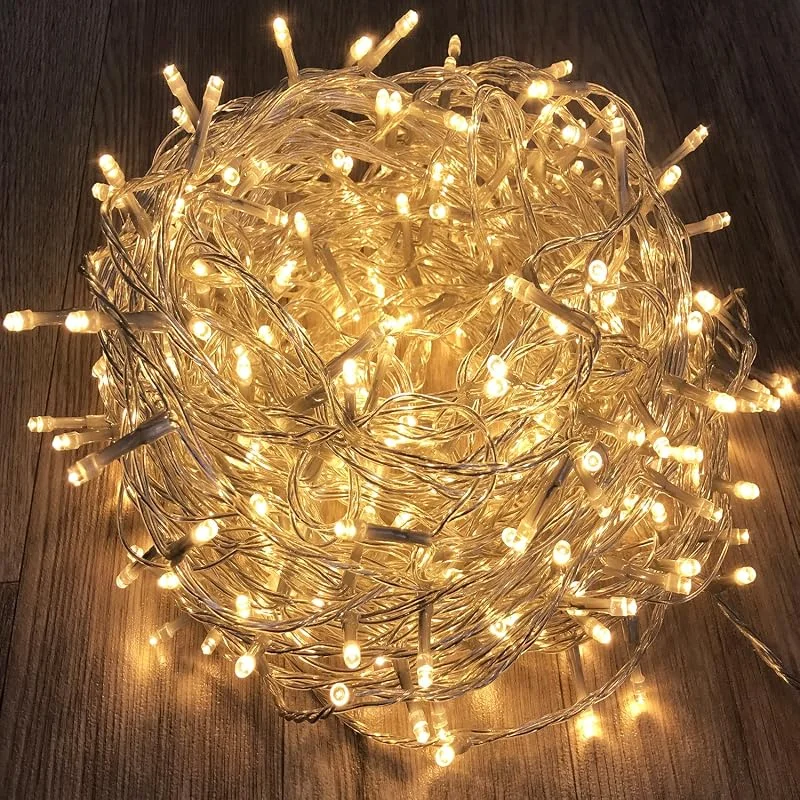 Besuche den Mojawo-Store 300er LED-Lichterkette warmweiß innen & außen mit Trafo Kabel transparent — Weihnachtsbeleuchtung
