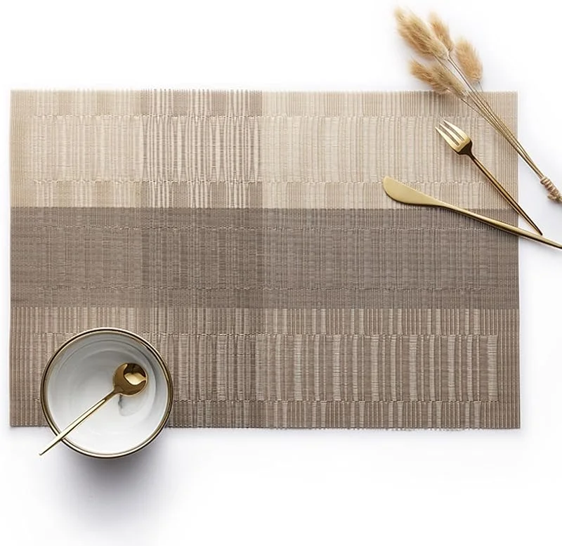 Besuche den Epinki-Store Epinki Tischsets Abwaschbar Natur Quadratisch, 2er Set PVC Platzdeckchen Weihnachten Vertikal Streifen Muster Anti-Rutsch, Tischmatte Modern Beige Kaffee für Speisetisch Platz-Matten, 30x45CM — Küche & Haushalt