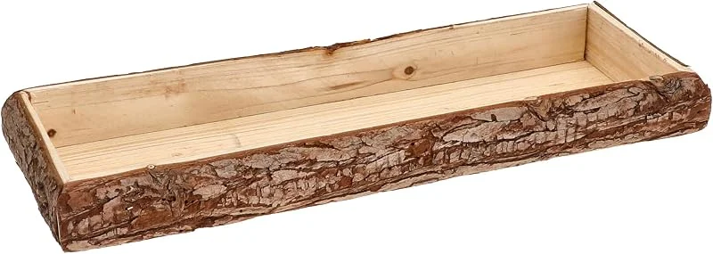 Besuche den Spetebo-Store Holz Deko Tablett mit Rinde rechteckig klein - 38 x 11 cm - Kerzentablett Natur mit Rand aus Baumrinde - Tischdeko Servier Kerzen Brett Weihnachten — Advent und Tisch