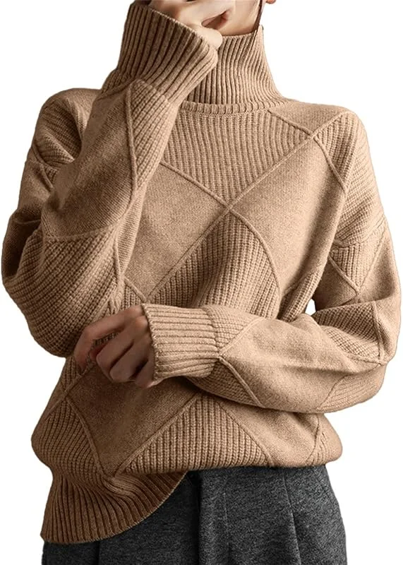 Marke: Qixiu Pullover & Strickjacken Für Damen, Pullover Gestreift Damen, Frauen Pullover Und Winter Pullover Lose Beiläufige Literarische Strickwaren Kragen Pullover Damen Hoodie Mit Hohem Kragen Damen — Weihnachtsmode