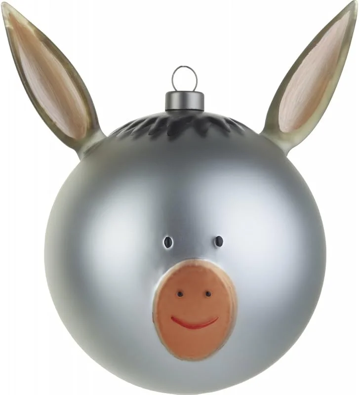 Alessi AMJ13 5 Asinello 4 Weihnachtsbaumkugel aus mundgeblasenem Glas, Handdekoriert — Weihnachtsdeko