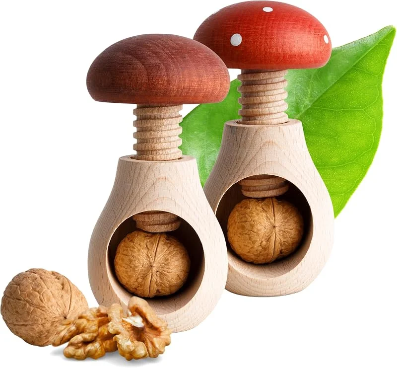 Besuche den Creative Home-Store Creative Home Nussknacker Holz Set 2 Stück Fliegenpilz Steinpilz 10 x 6 cm — Weihnachtsdeko