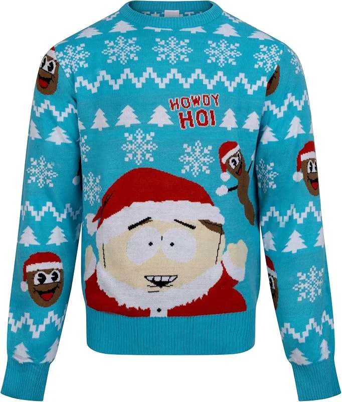Marke: South Park South Park, Mr Hankey Howdy Ho! Weihnachtspullover für Herren, Blau — Weihnachtsmode
