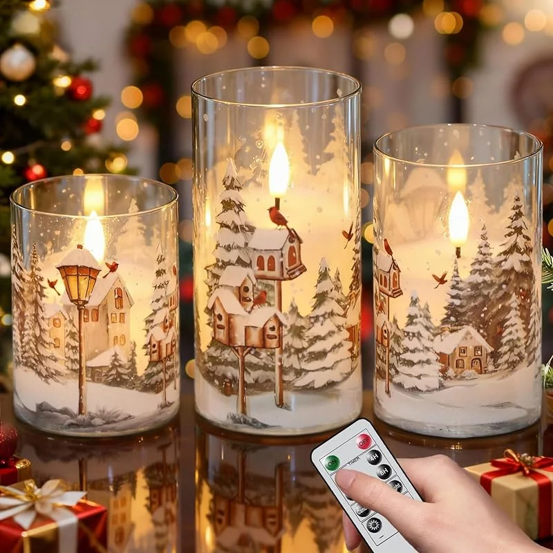 Marke: Wondise Wondise Roter Vogel Glas flammenlose Kerzen mit Fernbedienung Timer, batteriebetriebenes Echtwachs 3D Docht LED flackernde Stumpenkerzen für Weihnachtsdekoration Thanksgiving Urlaub Geschenk — Weihnachtsbeleuchtung