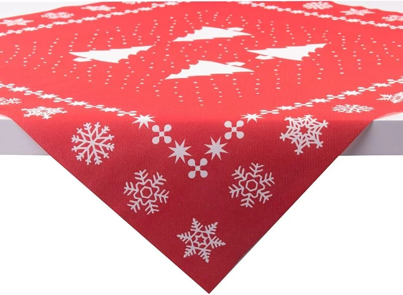 Marke: Sovie Home Tischdecke White Tree in Rot aus Linclass® Airlaid, Einweg Weihnachtstischdecke stoffähnlich, ideal für Advents- & Weihnachtsfeiern, 80x80 cm, 1 Stück — Küche & Haushalt